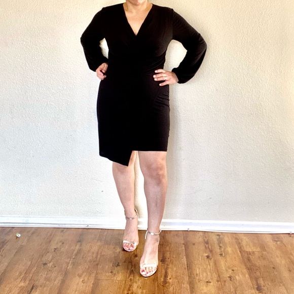 Classic Black Wrap Midi Dress - Picture 2 of 11
